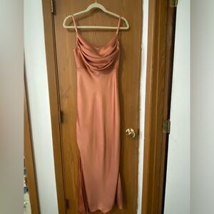Revelry Skye Satin Copper Bridesmaid dress